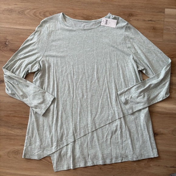 J Jill Tunic Womens XL Layered Asymmetrical Tee Green Long Sleeve Pure Jill - Picture 1 of 5